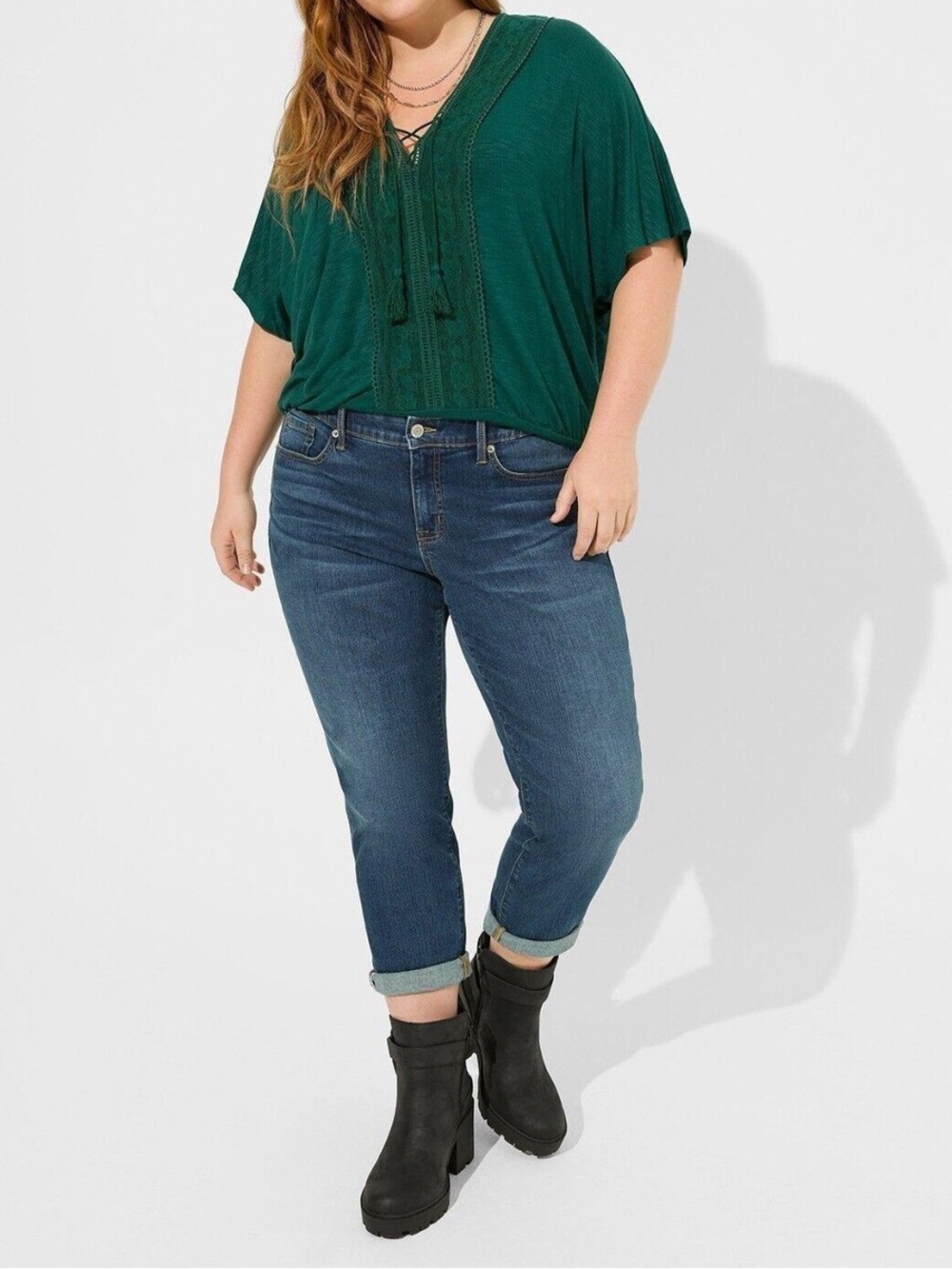 Torrid Green Textured Lace V Neck Dolman Blouse Size 2X